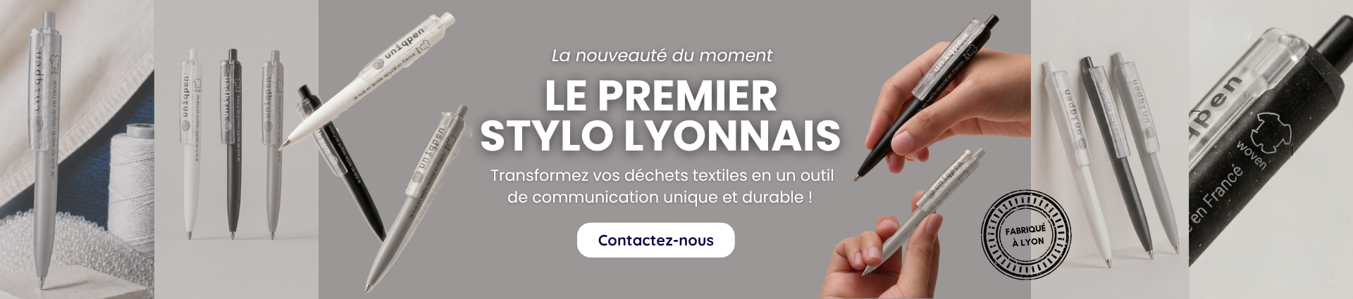 Premier stylo lyonnais fabriqué  à partir de déchets textiles industriels