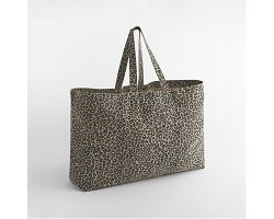 Sac cabas oversize en toile  imprimé léopard