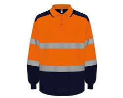 Polo bicolore manches longues haute visibilité