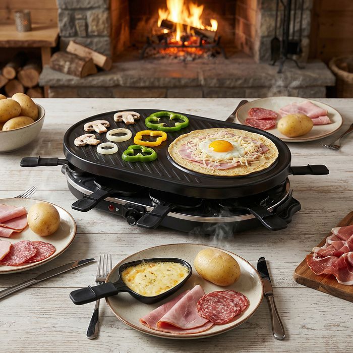  Raclette, Grill & Crêpière, 8 personnes - Noir