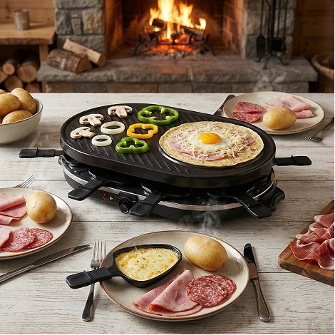  Raclette, Grill & Crêpière, 8 personnes - Noir
