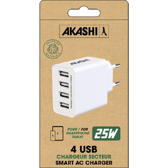  SHI - TURBO CHARGEUR SECTEUR 4 USB 5A - BLANC