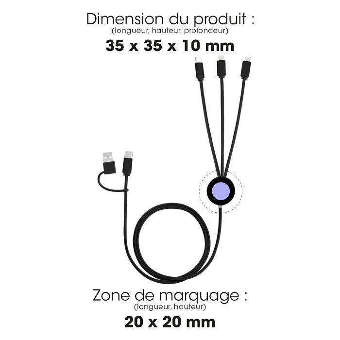  EKO - CABLE 5 EN 1 RECYCLÉ A CHARGE RAPIDE 20W POWER DELIVERY