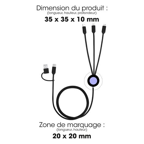  EKO - CABLE 5 EN 1 RECYCLÉ A CHARGE RAPIDE 20W POWER DELIVERY
