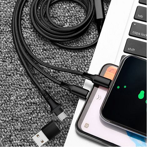  BURU - CÂBLE 5 EN 1 À CHARGE RAPIDE 20W - LONG - 1,2M - EN MATÉRI