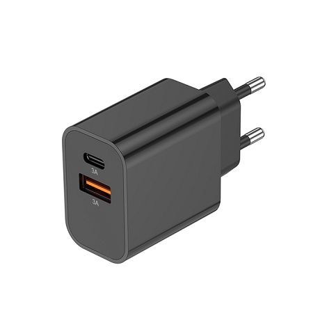  SUKO - CHARGEUR SECTEUR USB TYPE-C 15W + USB-A - NOIR