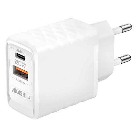  KAKUSHIN - PRISE SECTEUR GAN 20W USB TYPE-C PD + USB-A QC3.0 - BL