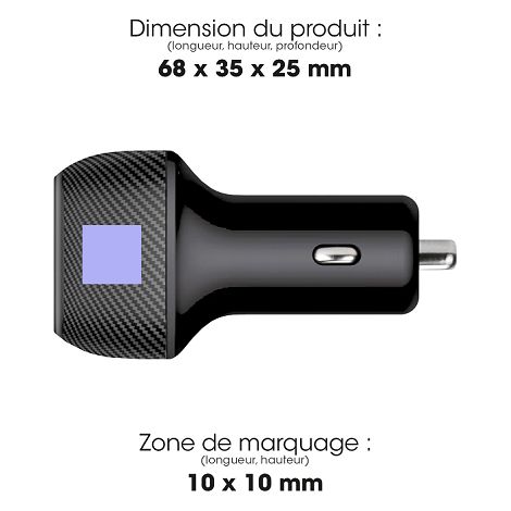  KEKU - CHARGEUR ALLUME CIGARE TURBO CAC USB TYPE-C 20W + USB-A QC