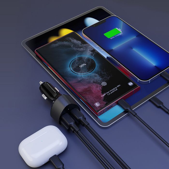  KURUMA - TURBO CHARGEUR ALLUME-CIGARE 50W 2X USB-C + 2X USB-A 3.4