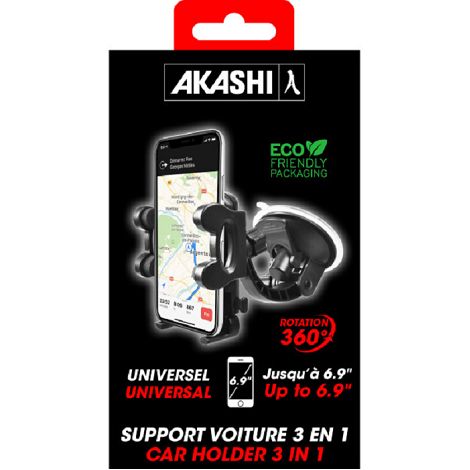  YUNIBA - SUPPORT VOITURE 3 EN 1 NOIR - POUR SMARTPHONE 6.9"