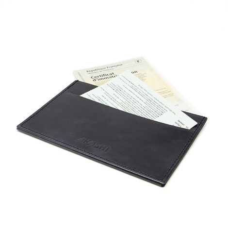  PORTE CARTE GRISE & DOCUMENTS EN CUIR VERITABLE NOIR