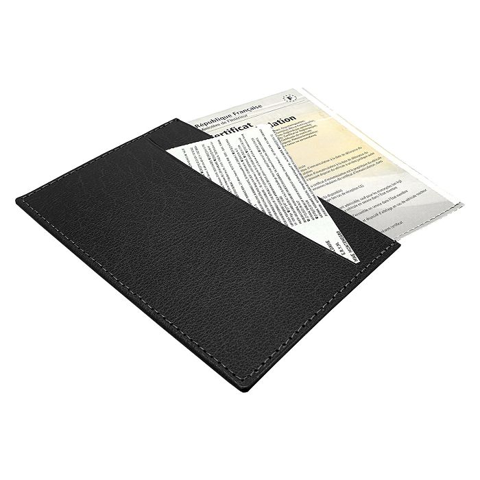  PORTE CARTE GRISE & DOCUMENTS EN SIMILI-CUIR NOIR GRAINE
