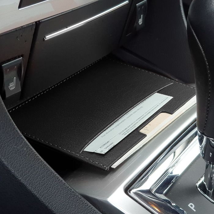  PORTE CARTE GRISE & DOCUMENTS EN SIMILI-CUIR NOIR GRAINE