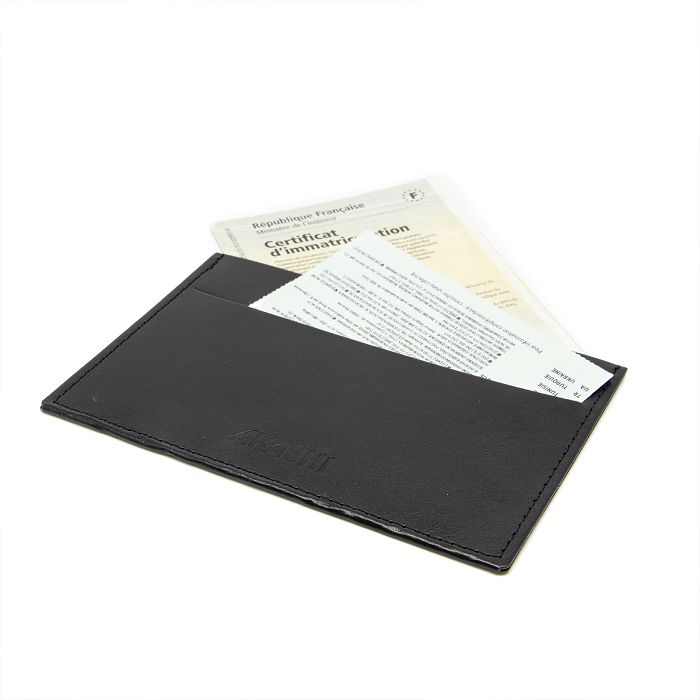  PORTE CARTE GRISE & DOCUMENTS EN SIMILI-CUIR LISSE NOIR