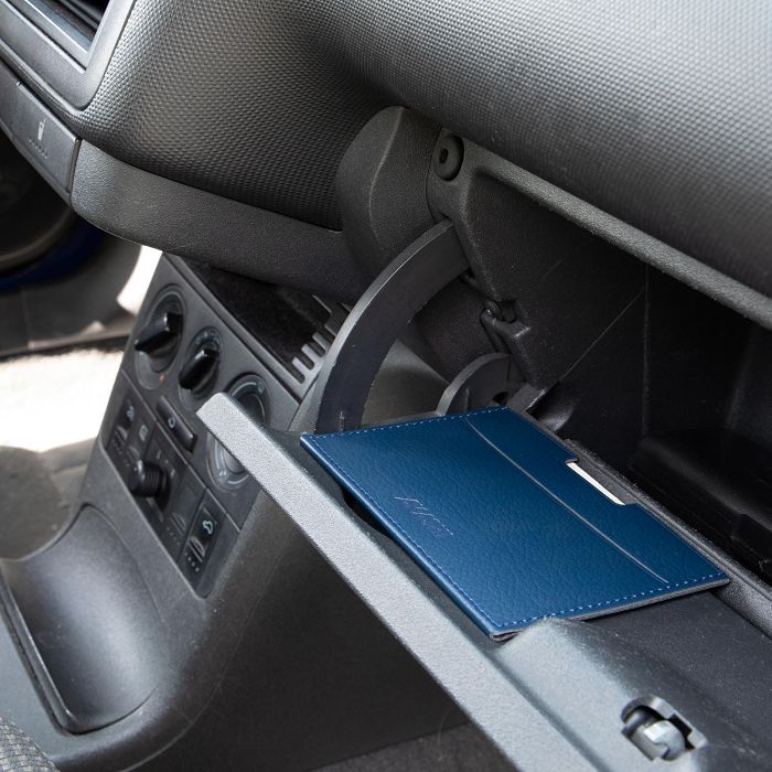  PORTE CARTE GRISE & DOCUMENTS CUIR RECYCLÉ BLEU MARINE