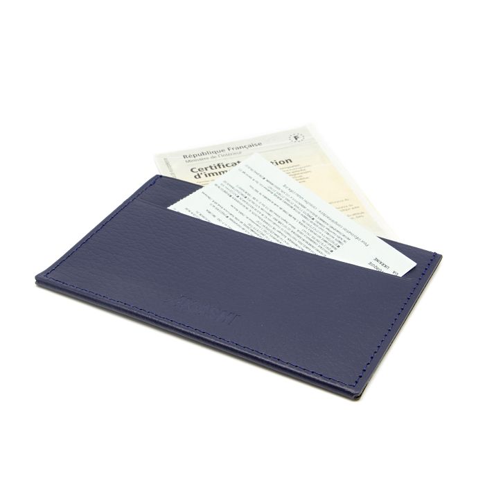  PORTE CARTE GRISE & DOCUMENTS CUIR RECYCLÉ BLEU MARINE