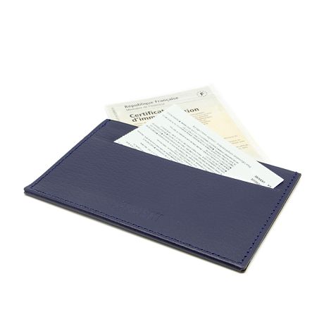  PORTE CARTE GRISE & DOCUMENTS CUIR RECYCLÉ BLEU MARINE