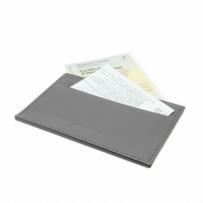 PORTE CARTE GRISE & DOCUMENTS CUIR RECYCLÉ GRIS