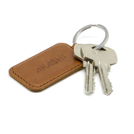  PORTE-CLE EN CUIR VERITABLE MARRON FONCE