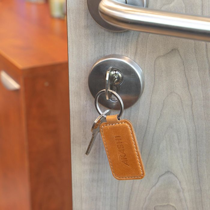  PORTE-CLE EN CUIR VERITABLE MARRON CLAIR