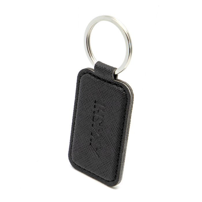  PORTE-CLE EN SIMILI-CUIR NOIR GRAINE