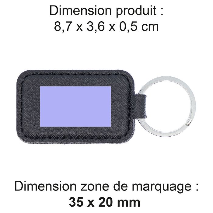  PORTE-CLE EN SIMILI-CUIR NOIR GRAINE