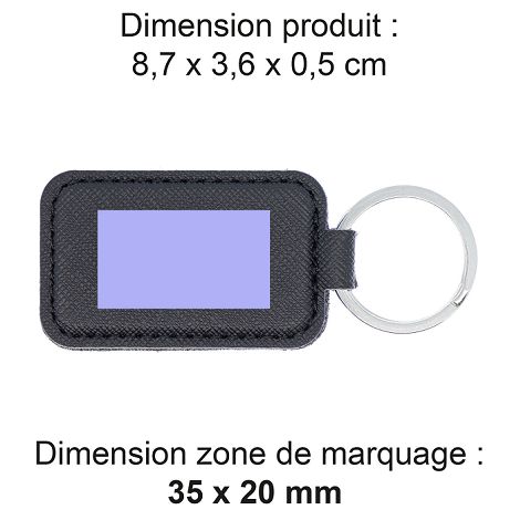  PORTE-CLE EN SIMILI-CUIR NOIR GRAINE