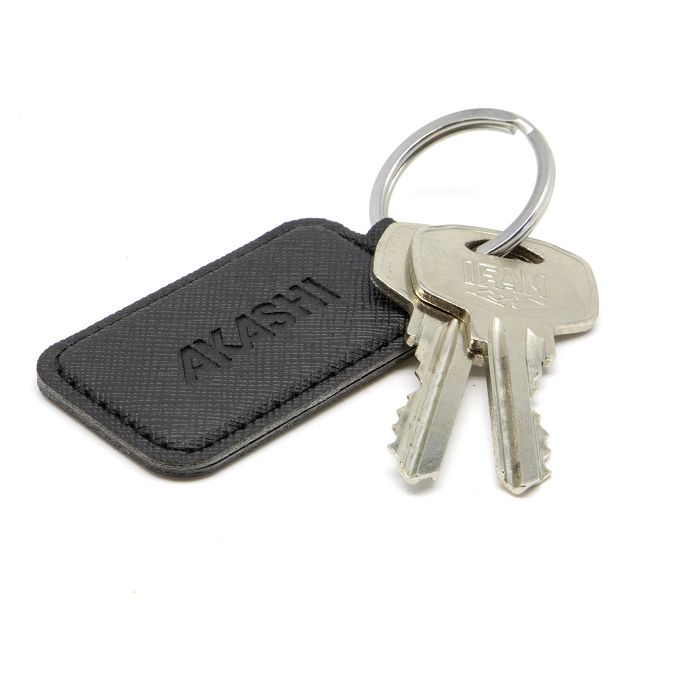  PORTE-CLE EN SIMILI-CUIR NOIR GRAINE