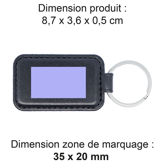  PORTE-CLE EN SIMILI-CUIR LISSE NOIR