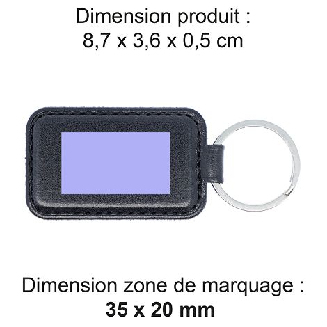  PORTE-CLE EN SIMILI-CUIR LISSE NOIR