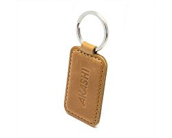 PORTE-CLE EN SIMILI-CUIR LISSE MARRON