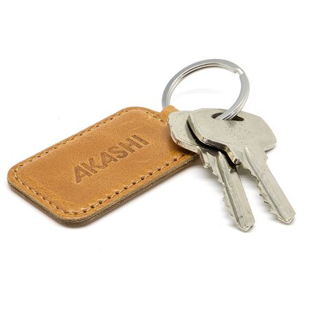  PORTE-CLE EN SIMILI-CUIR LISSE MARRON