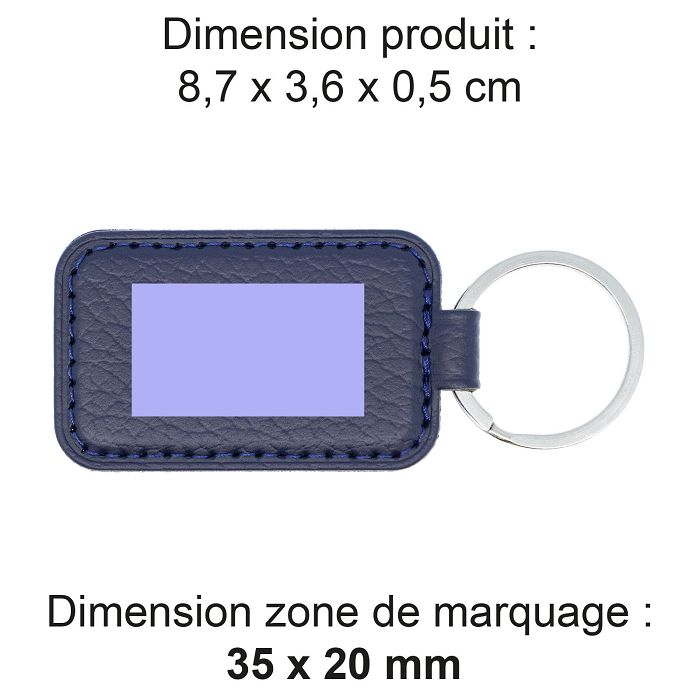 PORTE-CLE CUIR RECYCLÉ BLEU MARINE