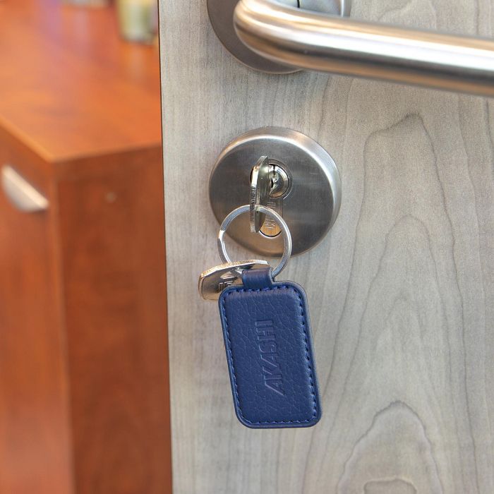  PORTE-CLE CUIR RECYCLÉ BLEU MARINE