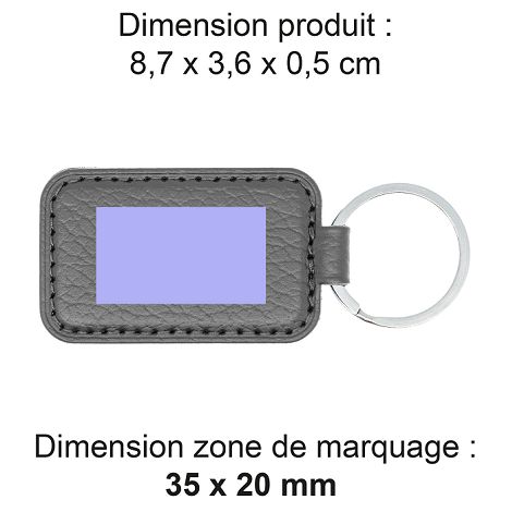  PORTE-CLE CUIR RECYCLÉ GRIS