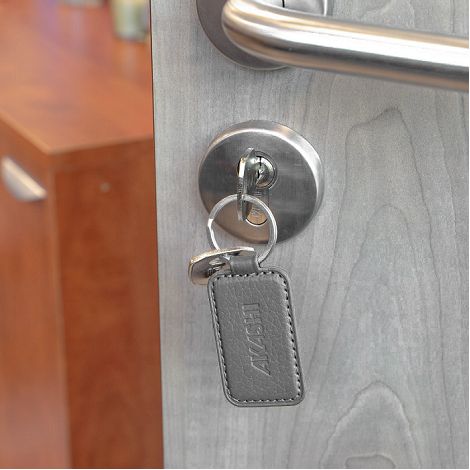  PORTE-CLE CUIR RECYCLÉ GRIS