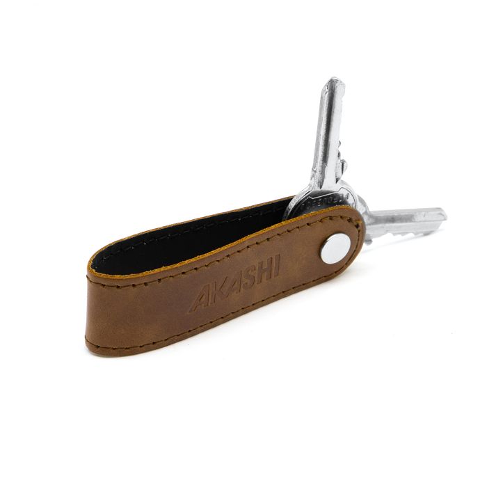  PORTE-CLE VIS EN CUIR VERITABLE MARRON FONCE