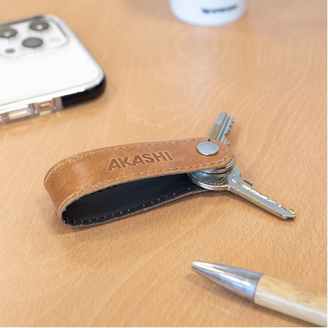  PORTE-CLE VIS EN CUIR VERITABLE MARRON CLAIR