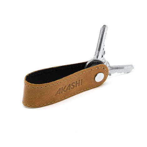  PORTE-CLE VIS EN CUIR VERITABLE MARRON CLAIR