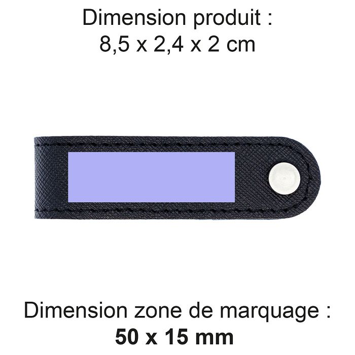  PORTE-CLE VIS EN SIMILI-CUIR NOIR GRAINE