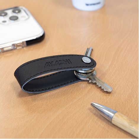  PORTE-CLE VIS EN SIMILI-CUIR NOIR GRAINE