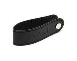 PORTE-CLE VIS EN SIMILI-CUIR LISSE NOIR