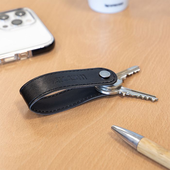  PORTE-CLE VIS EN SIMILI-CUIR LISSE NOIR