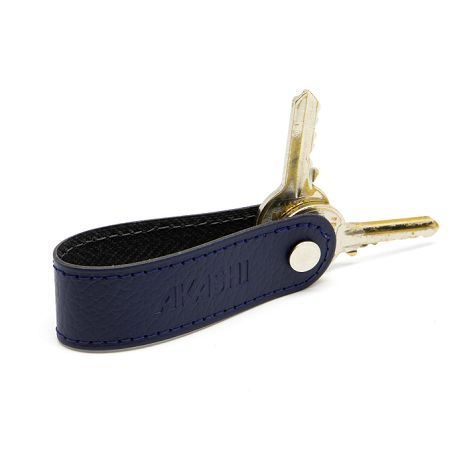  PORTE-CLE VIS CUIR RECYCLÉ BLEU MARINE