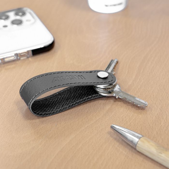  PORTE-CLE VIS CUIR RECYCLÉ GRIS