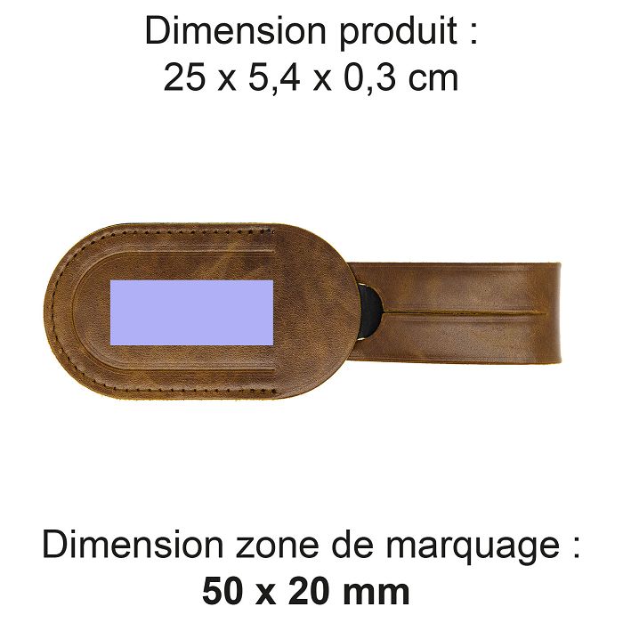  ETIQUETTE BAGAGE  EN CUIR VERITABLE MARRON FONCE