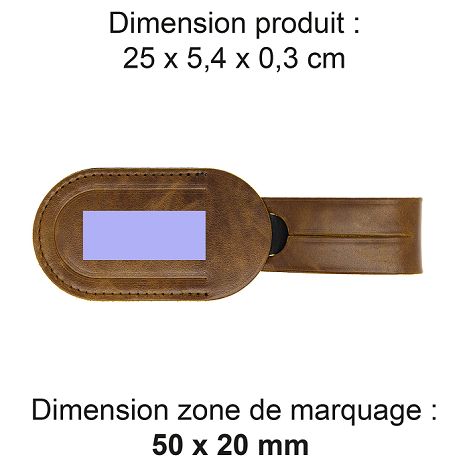  ETIQUETTE BAGAGE  EN CUIR VERITABLE MARRON FONCE