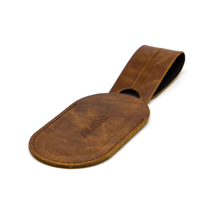  ETIQUETTE BAGAGE  EN CUIR VERITABLE MARRON FONCE