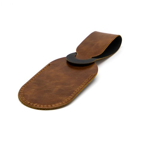  ETIQUETTE BAGAGE  EN CUIR VERITABLE MARRON FONCE