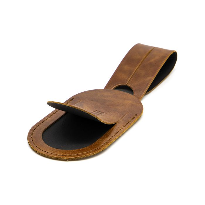  ETIQUETTE BAGAGE  EN CUIR VERITABLE MARRON FONCE